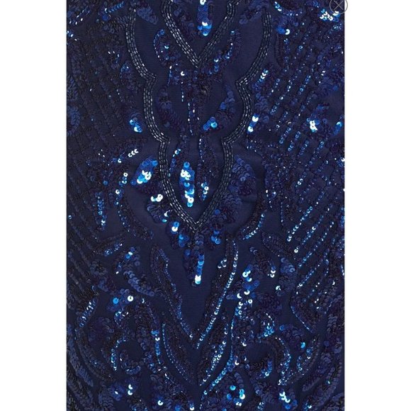 Mac Duggal 4576 Sequin Bell Sleeve Gown Blue Women's Size 2 - Picture 16 of 16